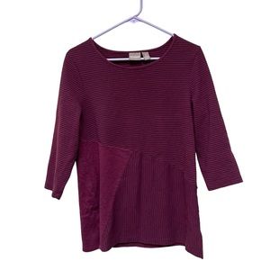 Chico Blouse 3/4 Sleeve Color Burgundy Size 1